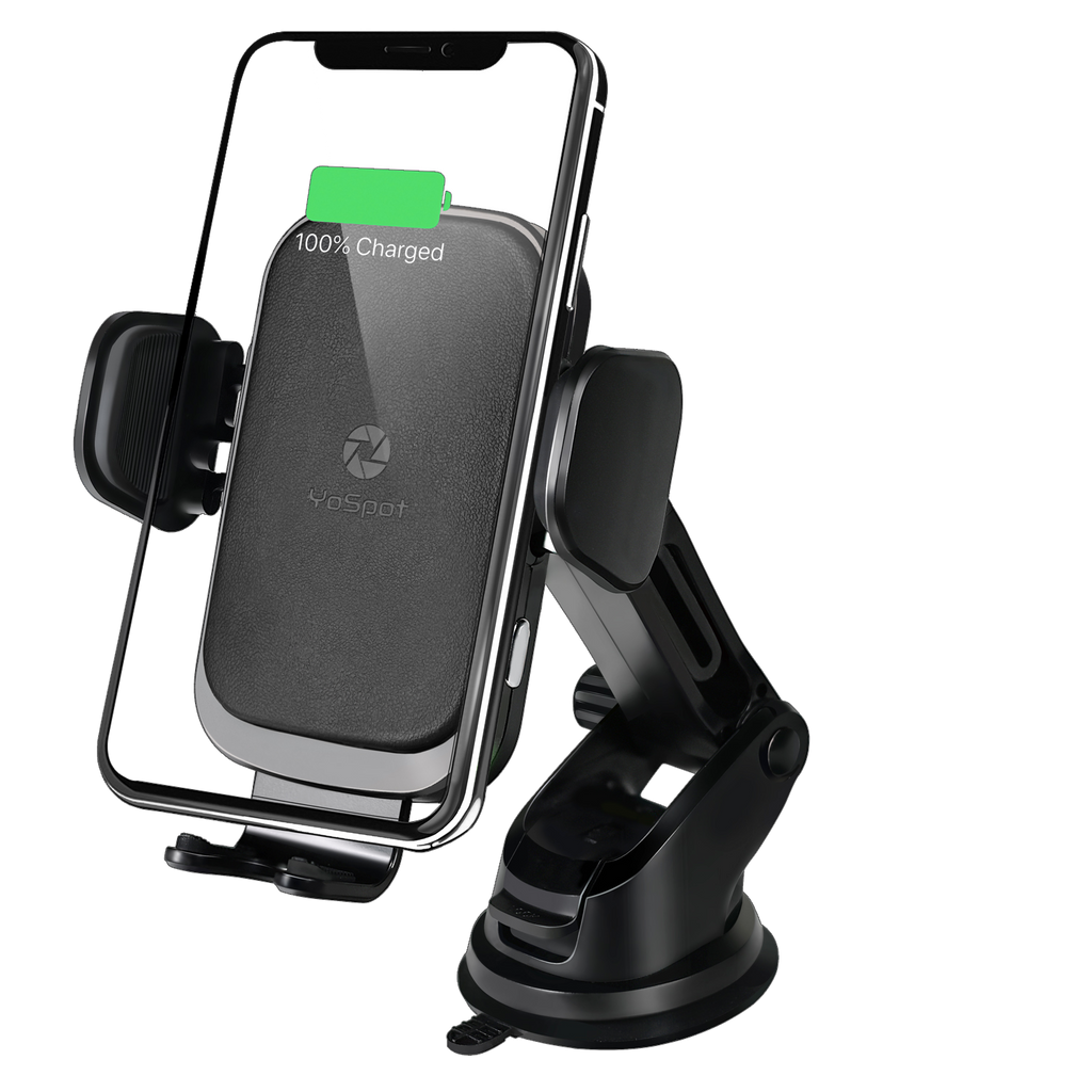 Smart Wireless Charger Auto-Clamp Mount w/Power Adapter